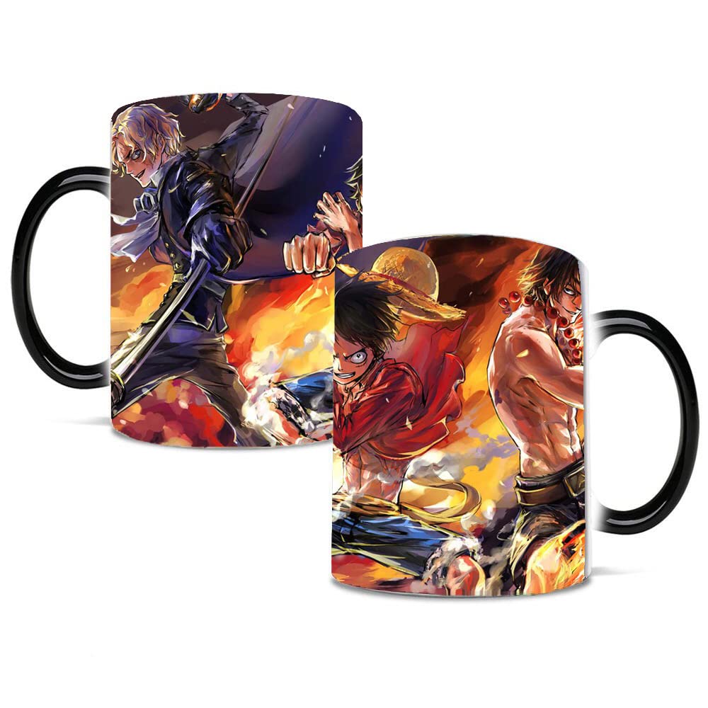 One Piece Luffy Three Brothers Heat-Sensitive Ceramic Coffee Mug - Funcious 11oz Anime Design