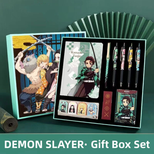 DEMON SLAYE Pen Tanjirou/Nezuko Stationery Set Gift Pack Pen Press Neutral Pen Book sticker High appearance Level Gift Box