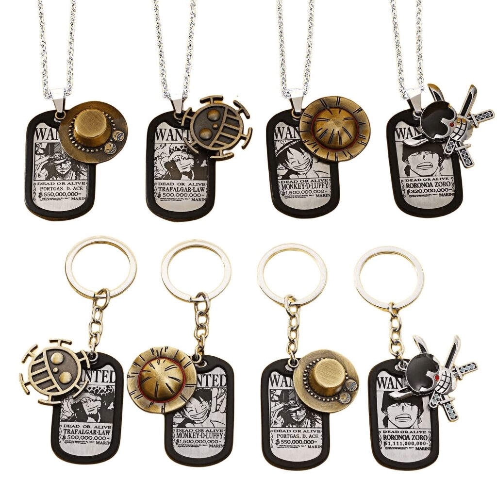 Anime-inspired  Luffy, Zoro, Ace, Law Metal One Piece Necklace: Cool and Trendy Accessory