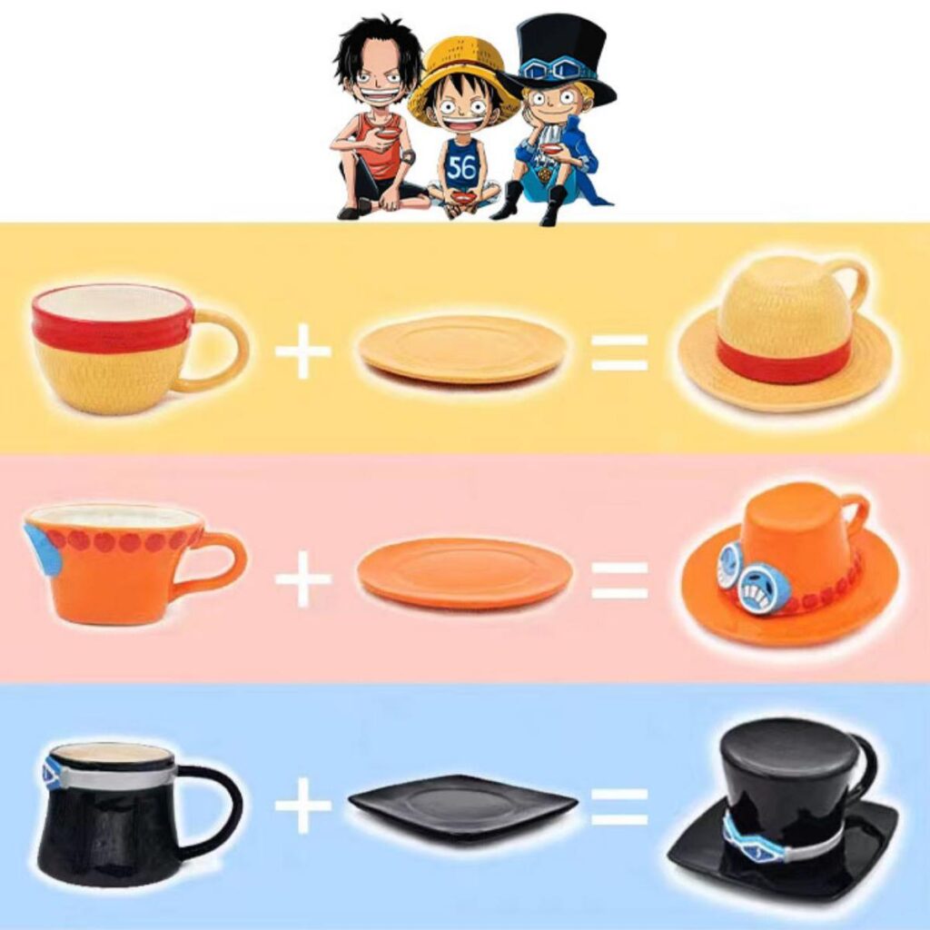 One Piece Mug Luffy/Ace/Sabo Hat Shaped Ceramic Mug Collection: Limited Edition Dolomite Mugs