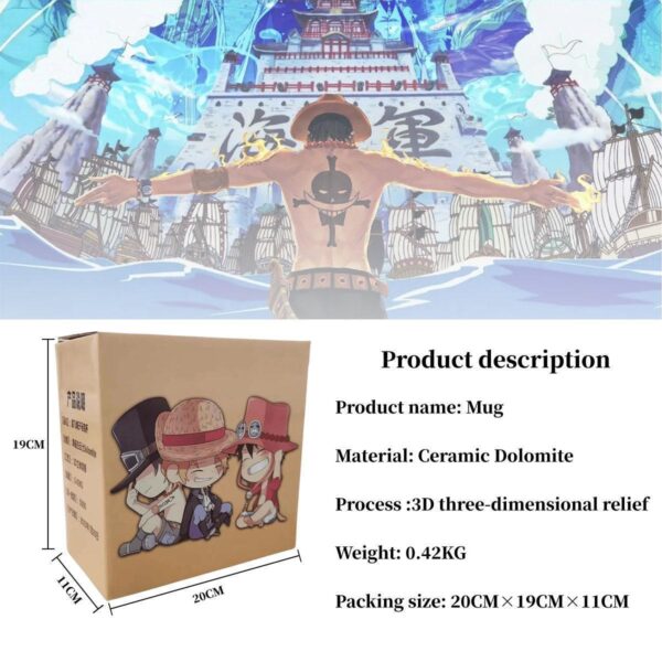 One Piece Mug Luffy/Ace/Sabo Hat Shaped Ceramic Mug Collection: Limited Edition Dolomite Mugs