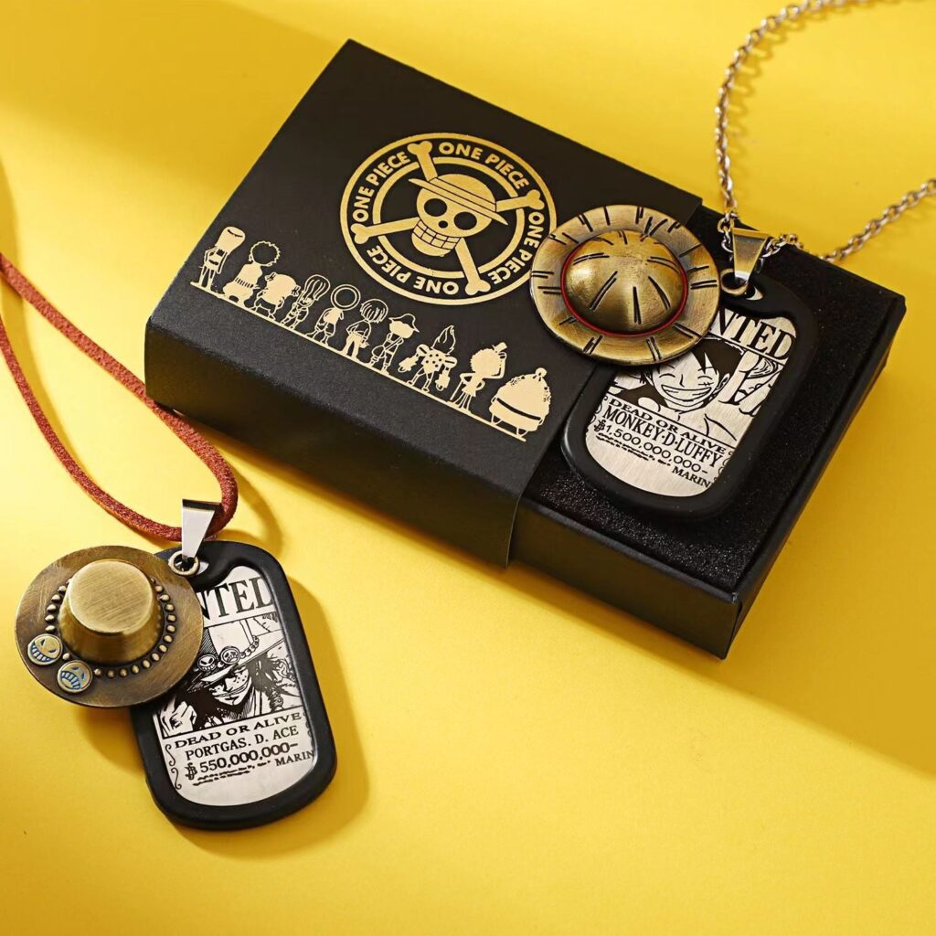 Anime-inspired  Luffy, Zoro, Ace, Law Metal One Piece Necklace: Cool and Trendy Accessory