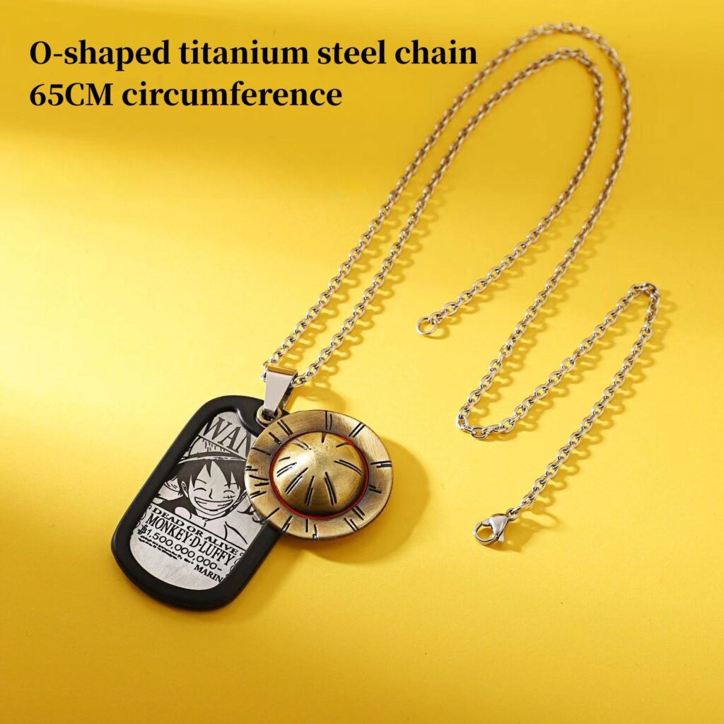 Anime-inspired  Luffy, Zoro, Ace, Law Metal One Piece Necklace: Cool and Trendy Accessory