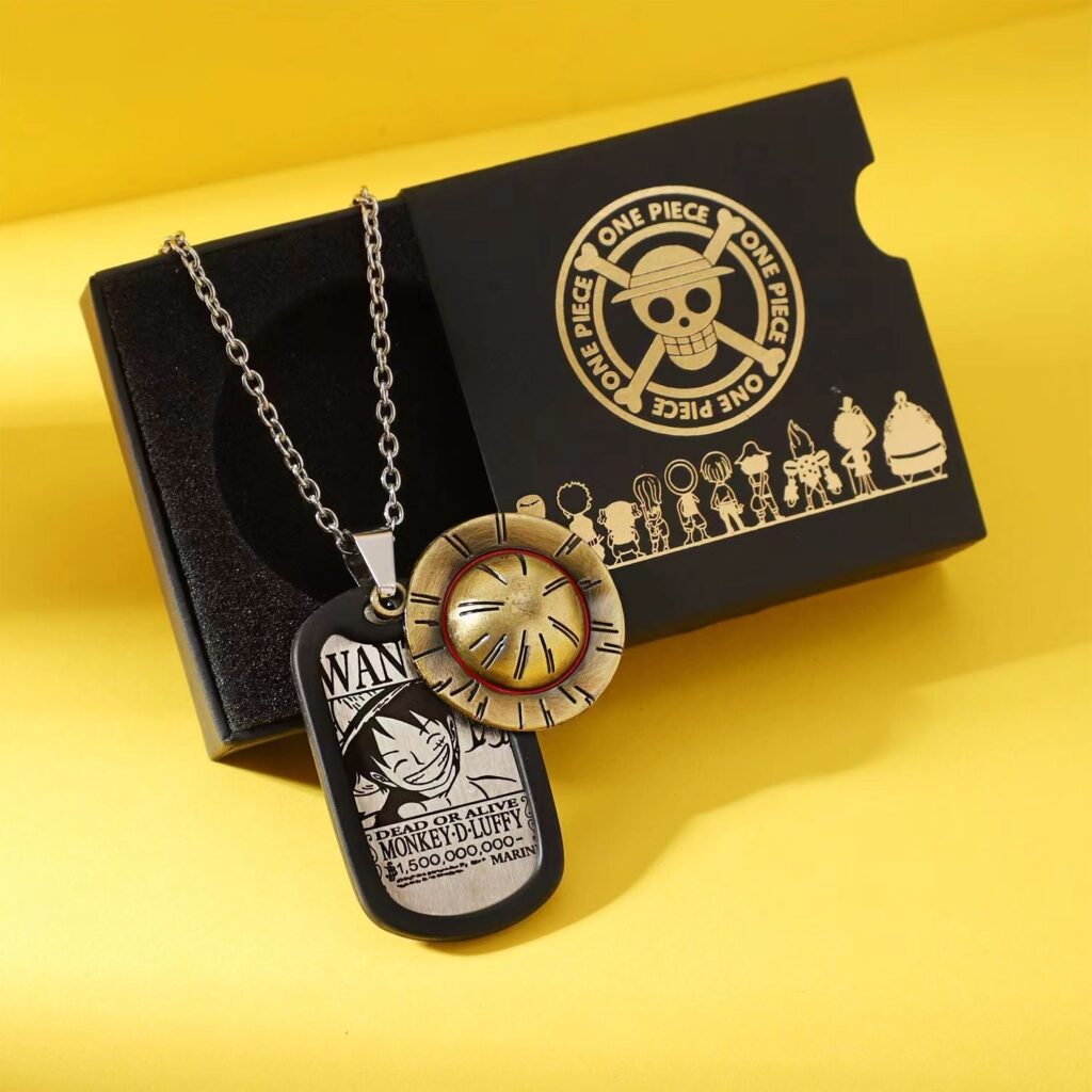 Anime-inspired  Luffy, Zoro, Ace, Law Metal One Piece Necklace: Cool and Trendy Accessory