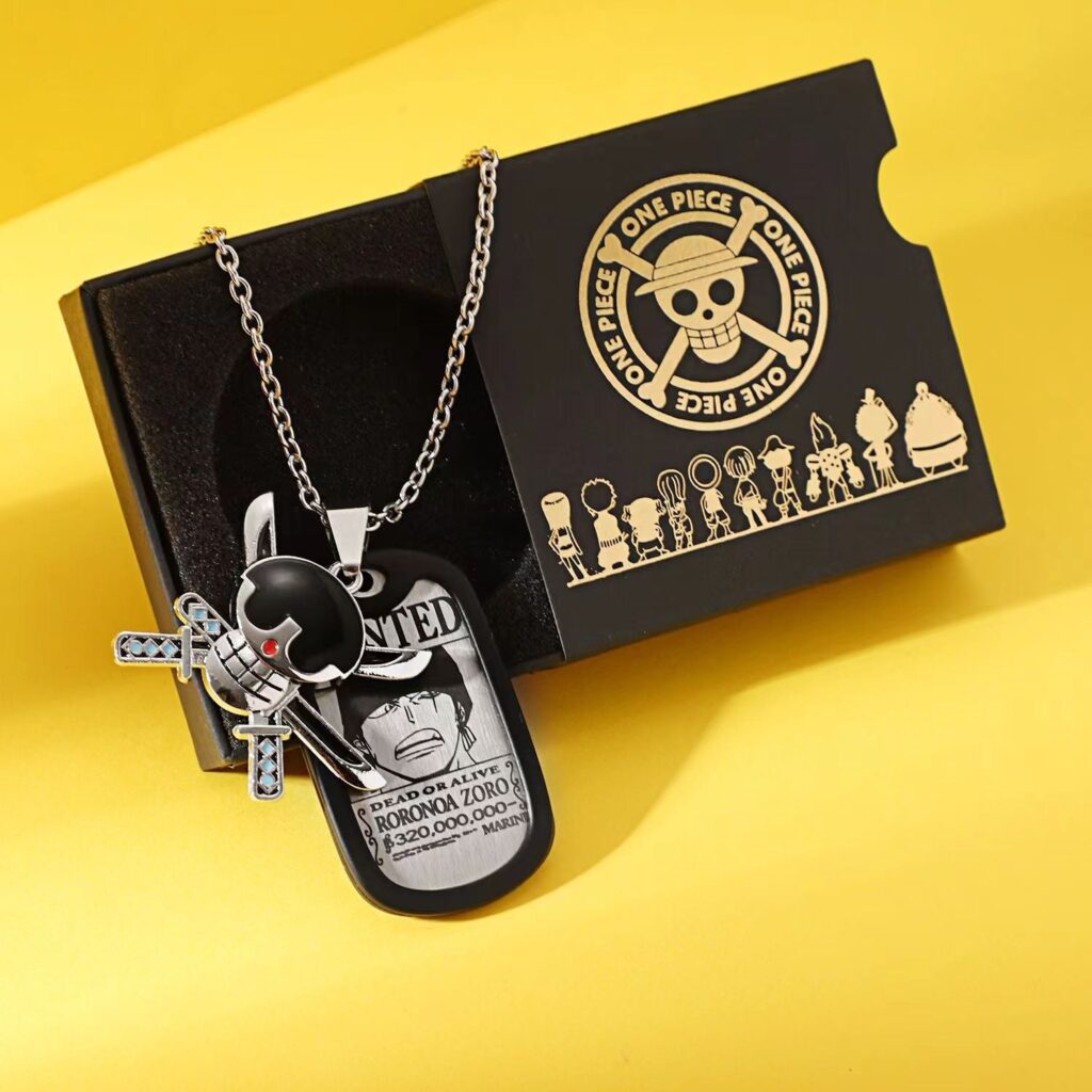Anime-inspired  Luffy, Zoro, Ace, Law Metal One Piece Necklace: Cool and Trendy Accessory