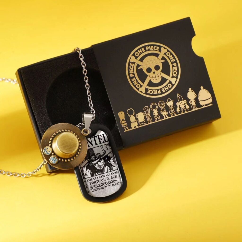 Anime-inspired  Luffy, Zoro, Ace, Law Metal One Piece Necklace: Cool and Trendy Accessory