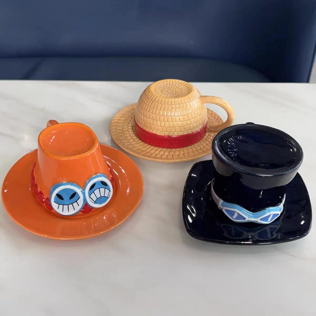 One Piece Mug Luffy/Ace/Sabo Hat Shaped Ceramic Mug Collection: Limited Edition Dolomite Mugs
