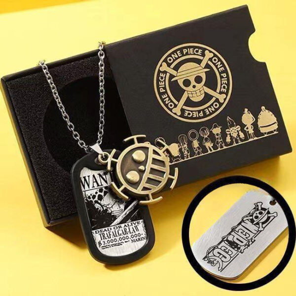 Anime-inspired Luffy, Zoro, Ace, Law Metal One Piece Necklace: Cool and Trendy Accessory