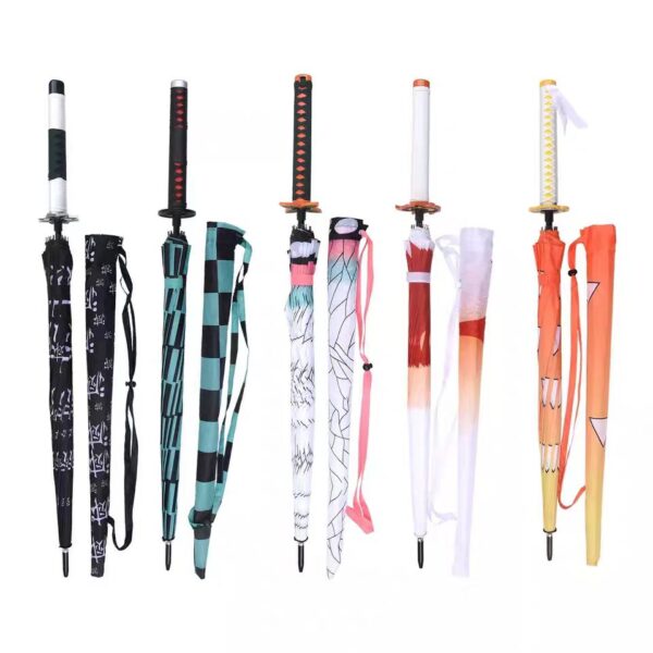 Demon Slayer Sword Umbrella Kamado Tanjirou/Agatsuma Zenitsu Cool Semi-Automatic Katana Knife Umbrella: A Folding Demon Slayer Umbrella as Stylish as Anime Weapons