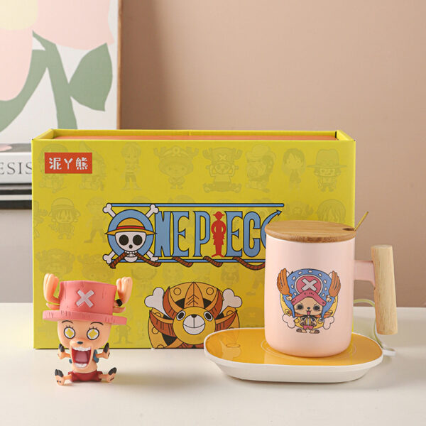 Cute Cartoon One Piece Mug with Lid and Spoon - Luffy Ceramic Coffee Cup, Perfect for Writing Greeting Cards, Ideal Gift