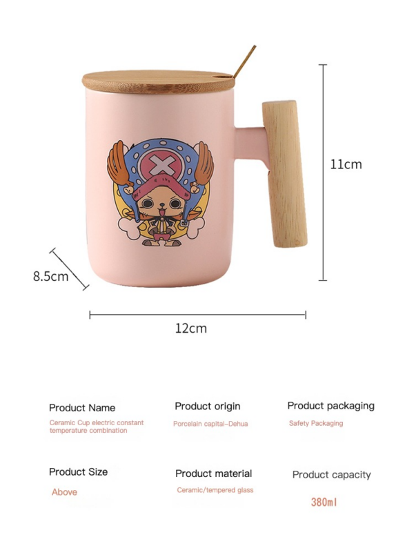 Cute Cartoon One Piece Mug with Lid and Spoon - Luffy Ceramic Coffee Cup, Perfect for Writing Greeting Cards, Ideal Gift