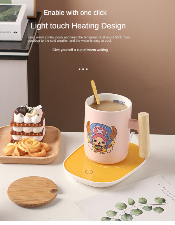 Cute Cartoon One Piece Mug with Lid and Spoon - Luffy Ceramic Coffee Cup, Perfect for Writing Greeting Cards, Ideal Gift