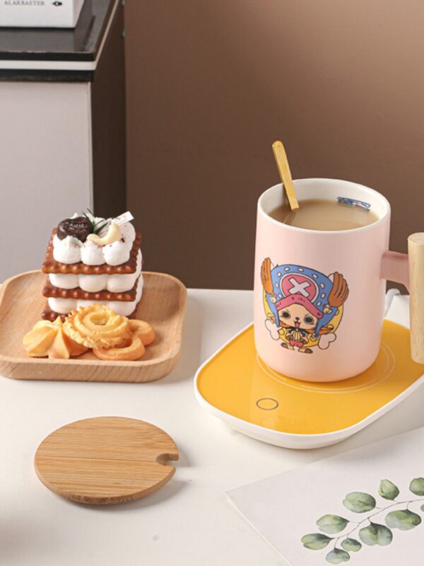 Cute Cartoon One Piece Mug with Lid and Spoon - Luffy Ceramic Coffee Cup, Perfect for Writing Greeting Cards, Ideal Gift