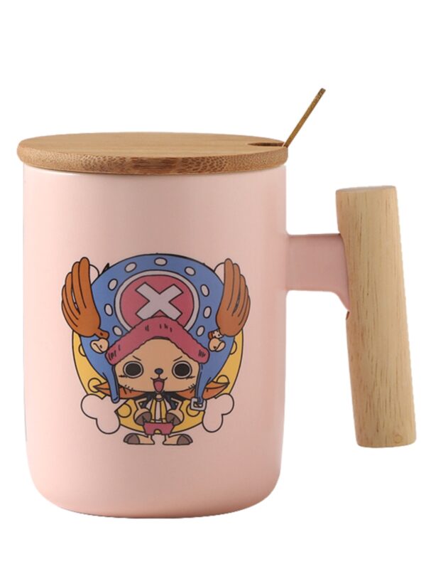 Cute Cartoon One Piece Mug with Lid and Spoon - Luffy Ceramic Coffee Cup, Perfect for Writing Greeting Cards, Ideal Gift