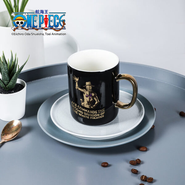 One Piece Mug Black Gold Mug Ceramic Coffee Mug Water Cup Gift Mug Luffy/Ace/Zoro