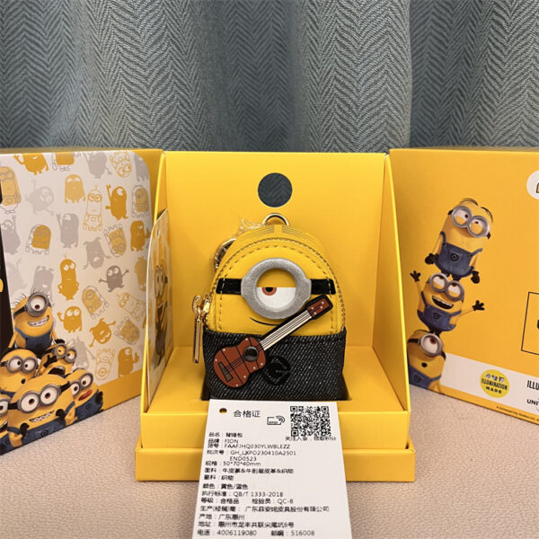 FION x Minion Mini Bag Pouch Small Nano Bag for Airpods Cute Earphone Case Tiny Coin Purse with Removable Crossbody Strap