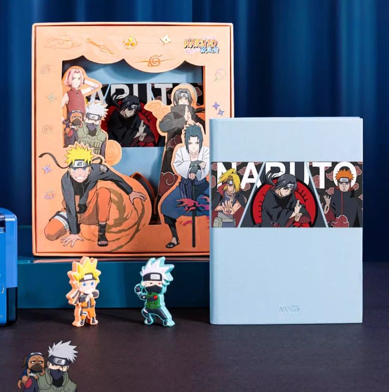 Naruto Notebook Thickened High-Quality Gift Box Student Cartoon Anime Leather Notebook Shippuden Deluxe Stationery Set