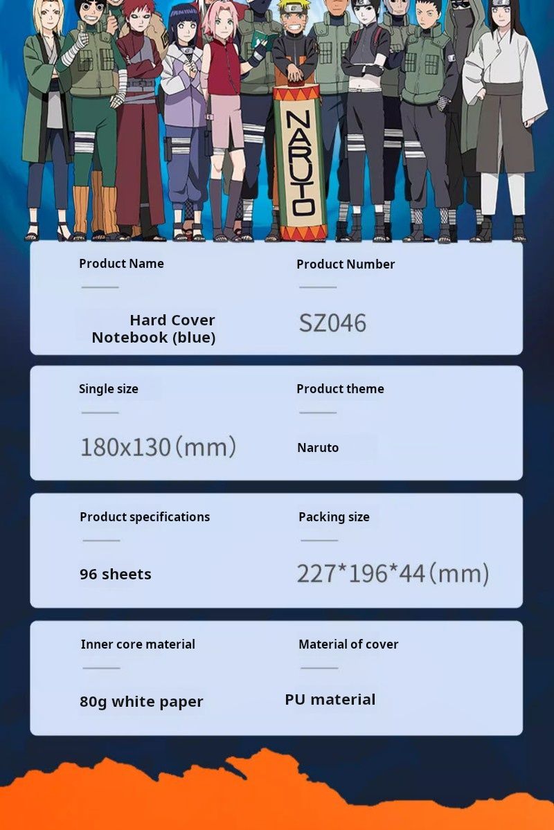 Naruto Notebook Thickened High-Quality Gift Box Student Cartoon Anime Leather Notebook Shippuden Deluxe Stationery Set