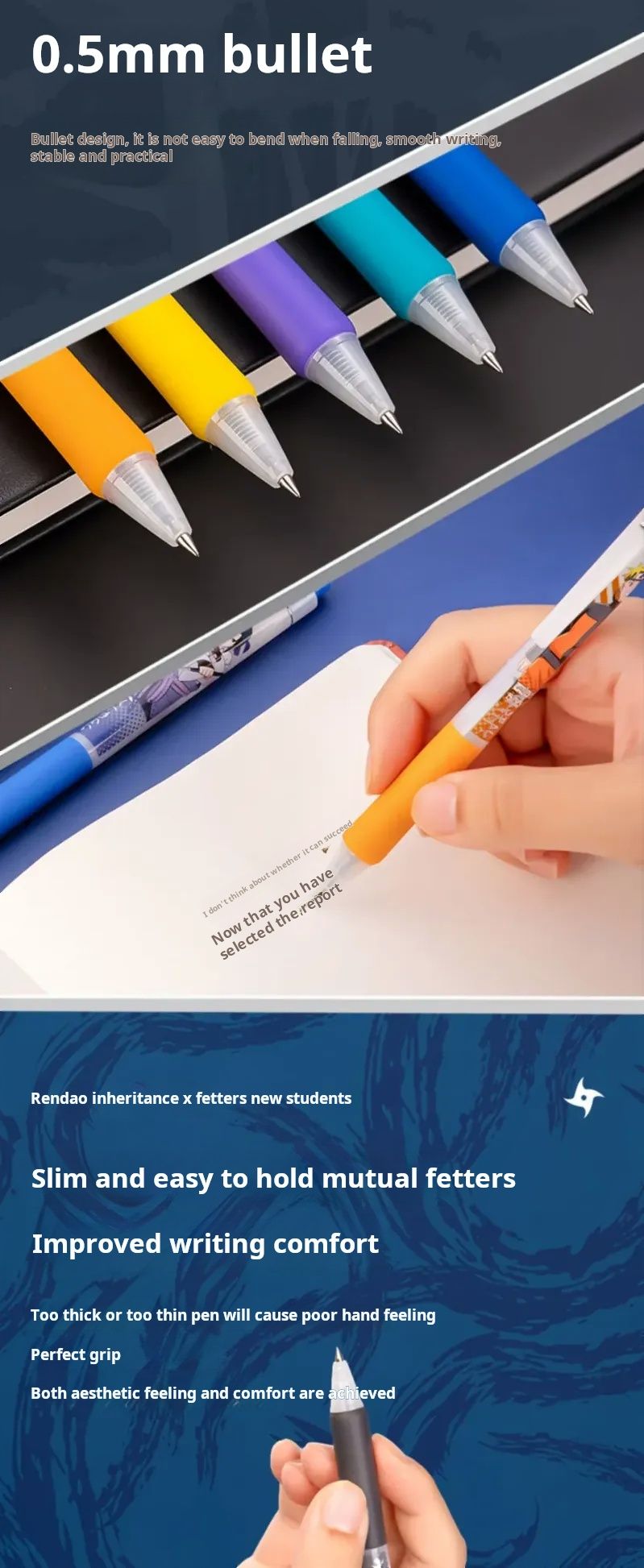 Naruto Student Neutral Pen Blind Box 0.5mm Retractable Bullet Tip(One Box 24 Pieces)