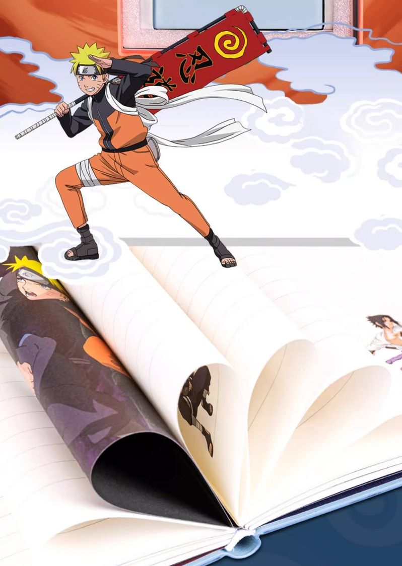 Naruto Notebook Thickened High-Quality Gift Box Student Cartoon Anime Leather Notebook Shippuden Deluxe Stationery Set