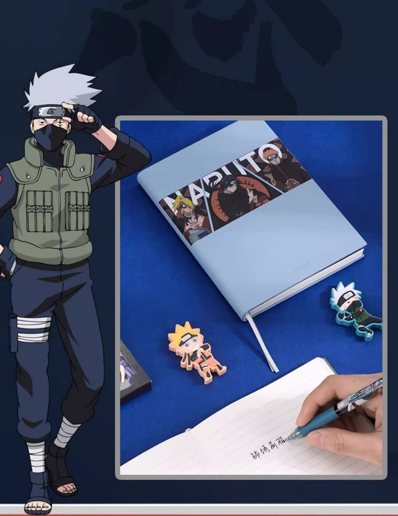 Naruto Notebook Thickened High-Quality Gift Box Student Cartoon Anime Leather Notebook Shippuden Deluxe Stationery Set
