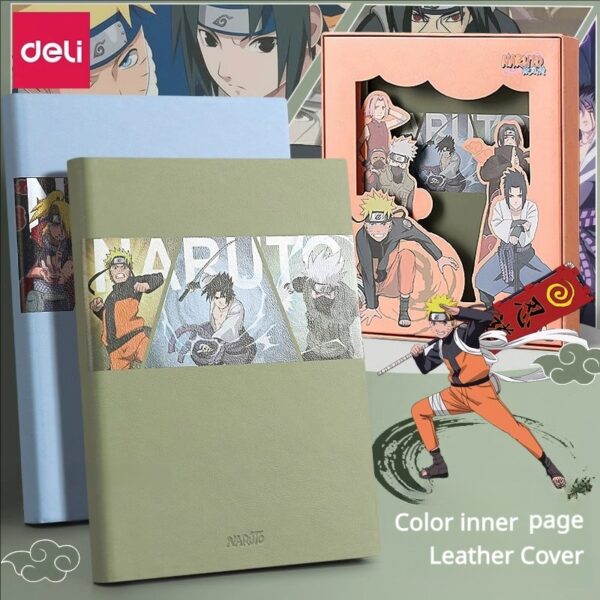 Naruto Notebook Thickened High-Quality Gift Box Student Cartoon Anime Leather Notebook Shippuden Deluxe Stationery Set