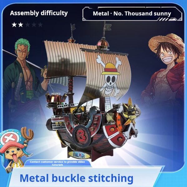 Metal Assembly Model 3D One Piece 3D Puzzle Toy Birthday Gift Thousand Sunny Ship Adult Building Blocks