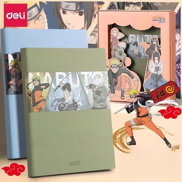 Naruto Notebook Thickened High-Quality Gift Box Student Cartoon Anime Leather Notebook Shippuden Deluxe Stationery Set